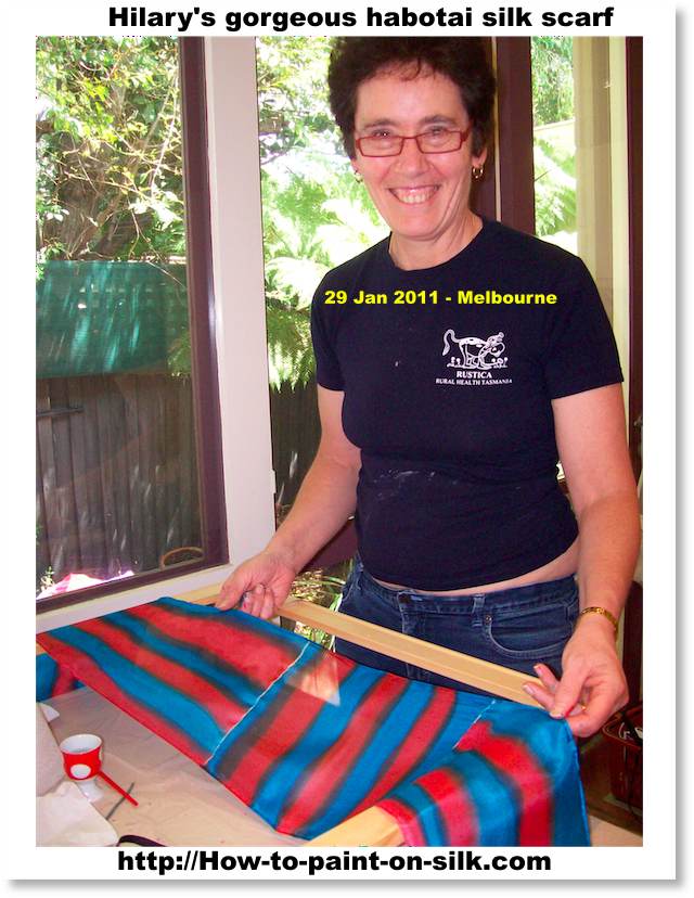 Silk painting in Melbourne - Hilary's hand-painted silk scarf Silk painting in Melbourne - Hilary's hand-painted silk scarf - Workshop with Teena Hughes