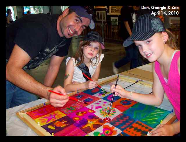 Dan, Georgia & Zoe learning how to paint on silk with Teena Hughes 14 April 2010 Dan, Georgia & Zoe learning how to paint on silk